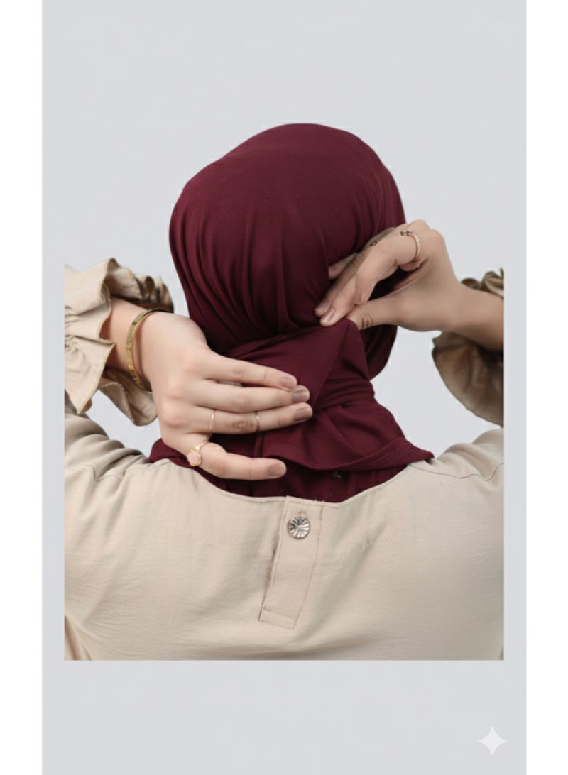 حجاب طباقي كويتي قطن فاخر - قطعة واحدة سهلة الارتداء - متعدد الألوان. - Image 2